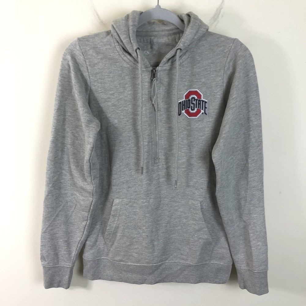 Antigua Ohio State Buckeyes 1/4 Zip Pullover Hoodie Women's Sz S Gray
